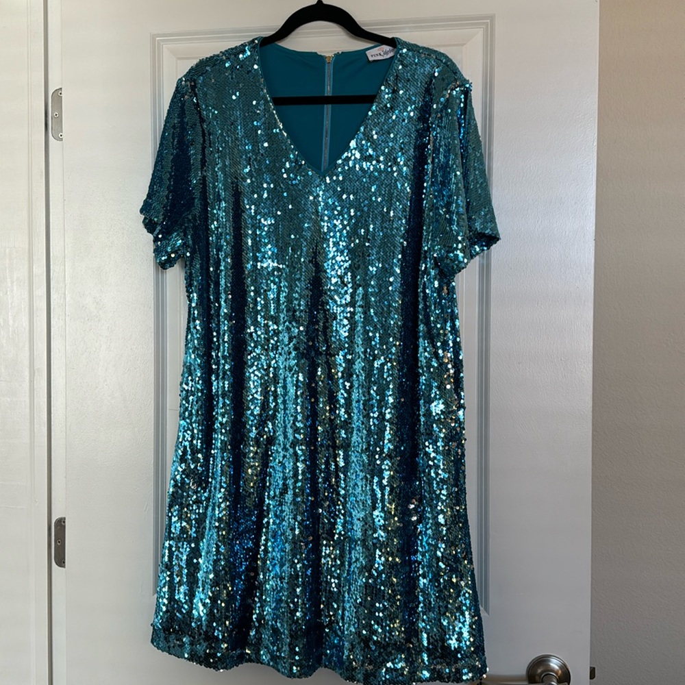 Pink Desert Auqa Sequin Dress